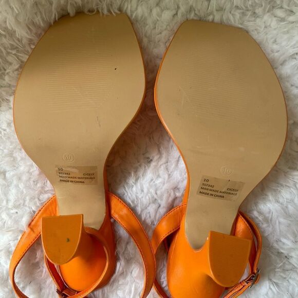 Lemonade Cicely Orange platform square toe strap ankle strap sandals size 10 - Picture 10 of 10